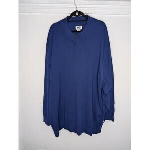 HB Fit By DXL Sweater Mens 6XL Blue Mock Neck 1/4 Zip Big & Tall Knit Pullover